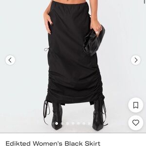 Edikted Black Midi Skirt with Drawstring Detail